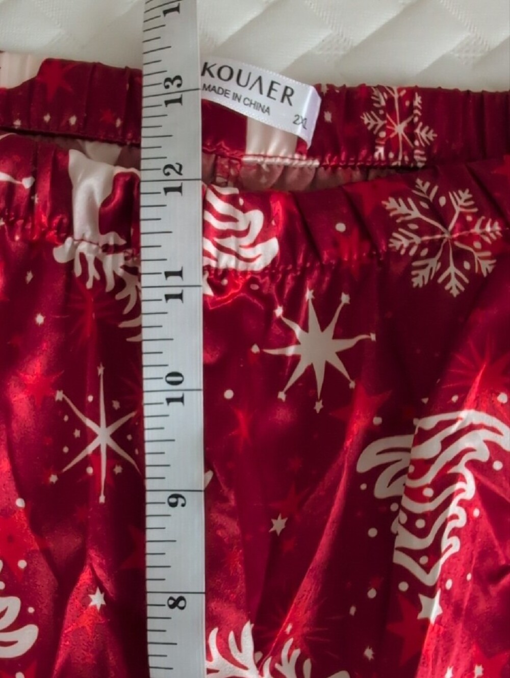 EKOUAER Satin Pajama Set Holiday Reindeer Red and White Button Down Size 2X - Picture 13 of 16